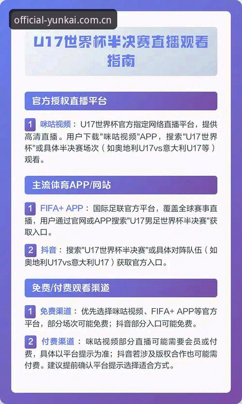 U17世界杯赛事解读与云开体育观赛操作教程